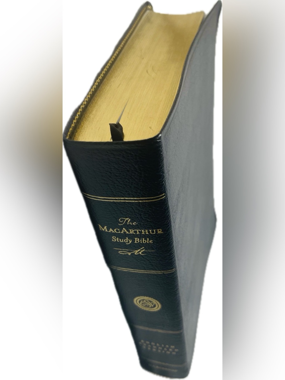 Title: ESV MacArthur Study Bible Black Genuine Leather Crossway Unused